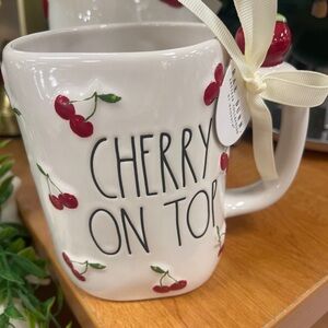 Rae Dunn Cherry 🍒 On Top Summer Fruit Cherries Ceramic Coffee Mug NEW